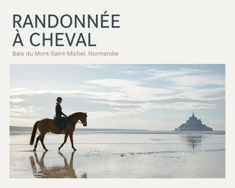 Randonnée à cheval Normandie sur une plage de la baie du Mont-Saint-Michel