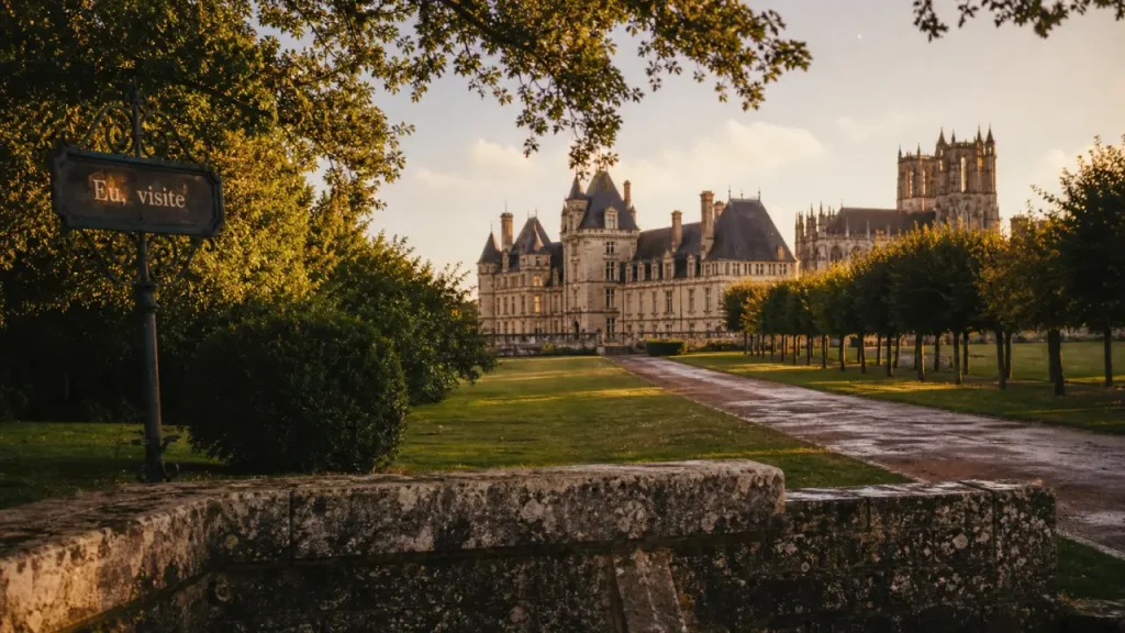 Eu normandie tourisme : Château d’Eu à la golden hour