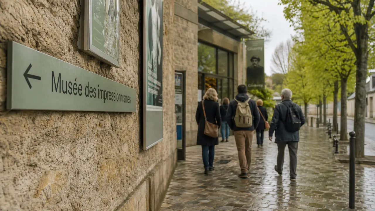 Giverny musée : visiteurs devant le Musée des impressionnismes