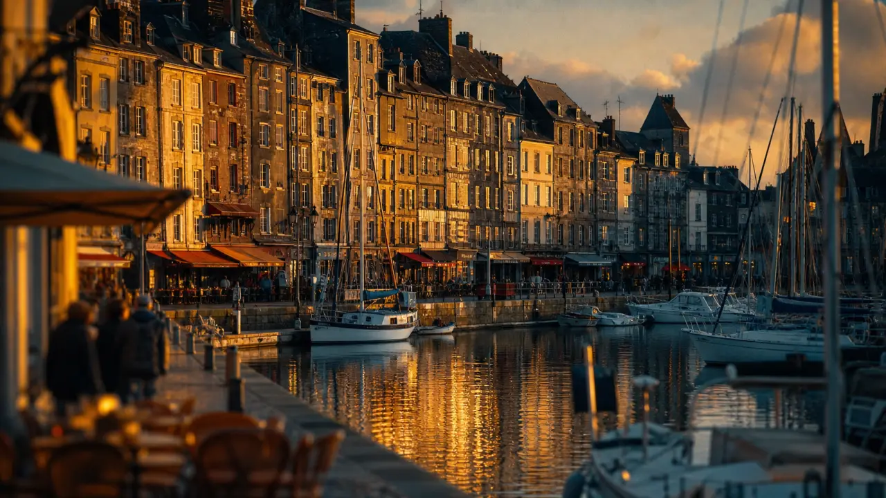 honfleur que faire : Vieux Bassin, quais et reflets dorés
