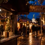 marche de noel de caen : chalet bois et guirlandes, ambiance marché