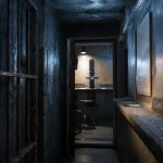 Musee Ouistreham : interieur du Grand Bunker, couloir beton du Mur de l’Atlantique