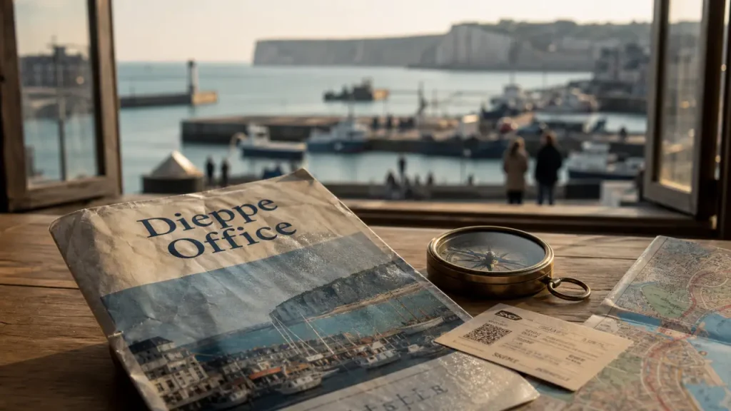 Office de tourisme Dieppe Normandie : brochure, plan et port avec falaises