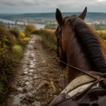 Randonnée à cheval normandie : cheval en bocage vers la vallée de Seine