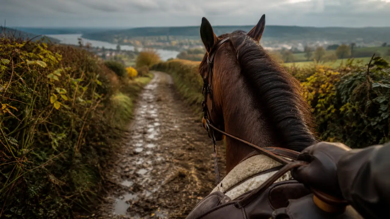 Randonnée à cheval normandie : cheval en bocage vers la vallée de Seine