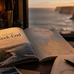 Un grand week end en normandie : guide Hachette ouvert sur une carte