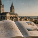 Visiter Caen : carte avec repères château et Abbaye aux Hommes