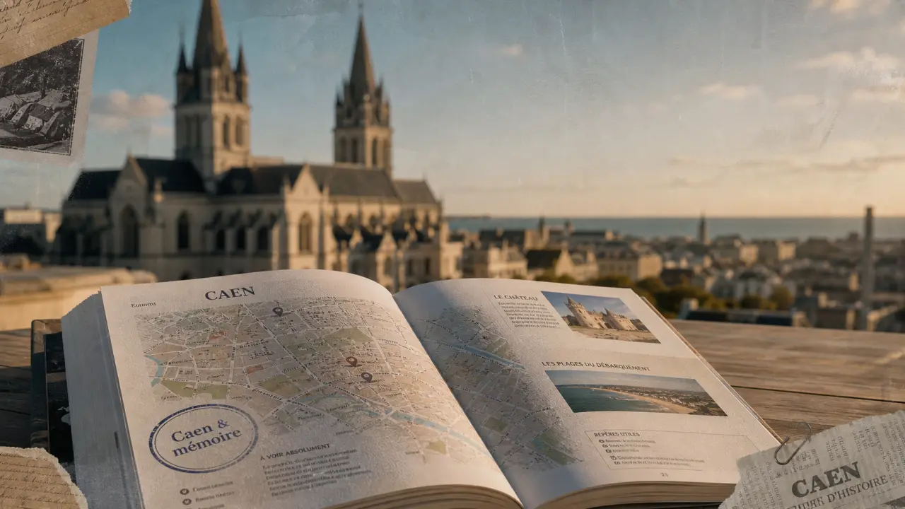 Visiter Caen : carte avec repères château et Abbaye aux Hommes