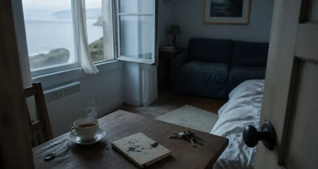 Week end normandie airbnb : table devant une fenêtre sur la mer