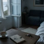 Week end normandie airbnb : table devant une fenêtre sur la mer