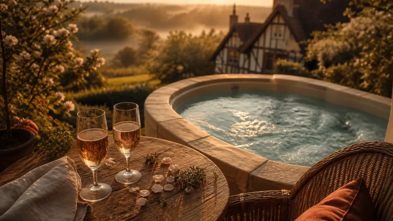 Week-end romantique normandie : jacuzzi sur terrasse privée en bocage