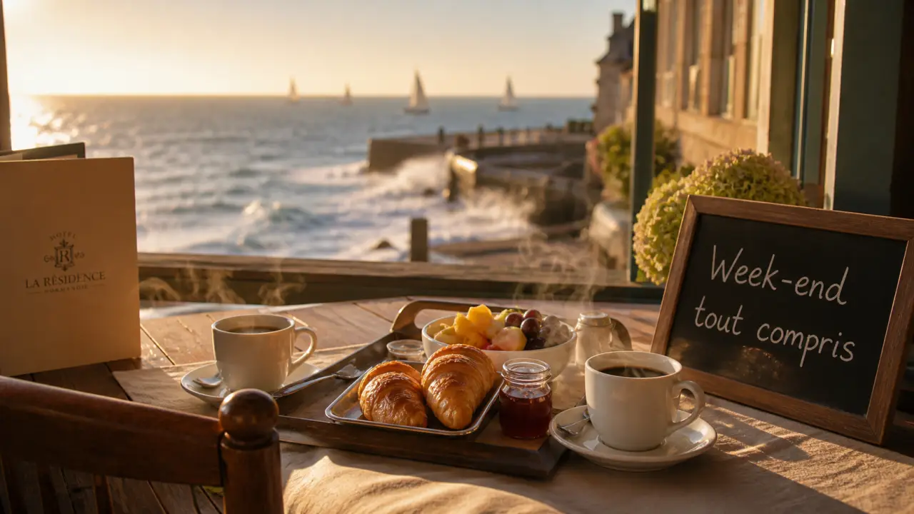 Week end tout compris en normandie : petit déjeuner hôtel, café et croissants