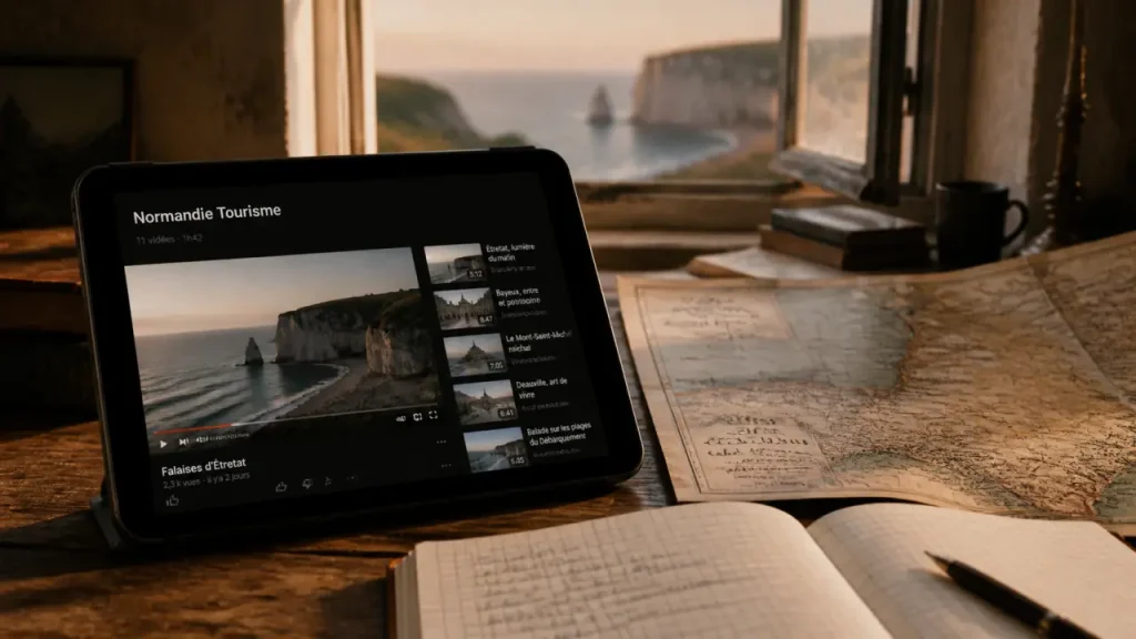 Youtube Normandie Tourisme : tablette, playlist et carte pour préparer son voyage en Normandie