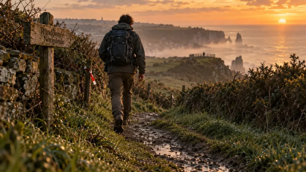 Circuit randonnée normandie : sentier entre falaises, bocage et marais