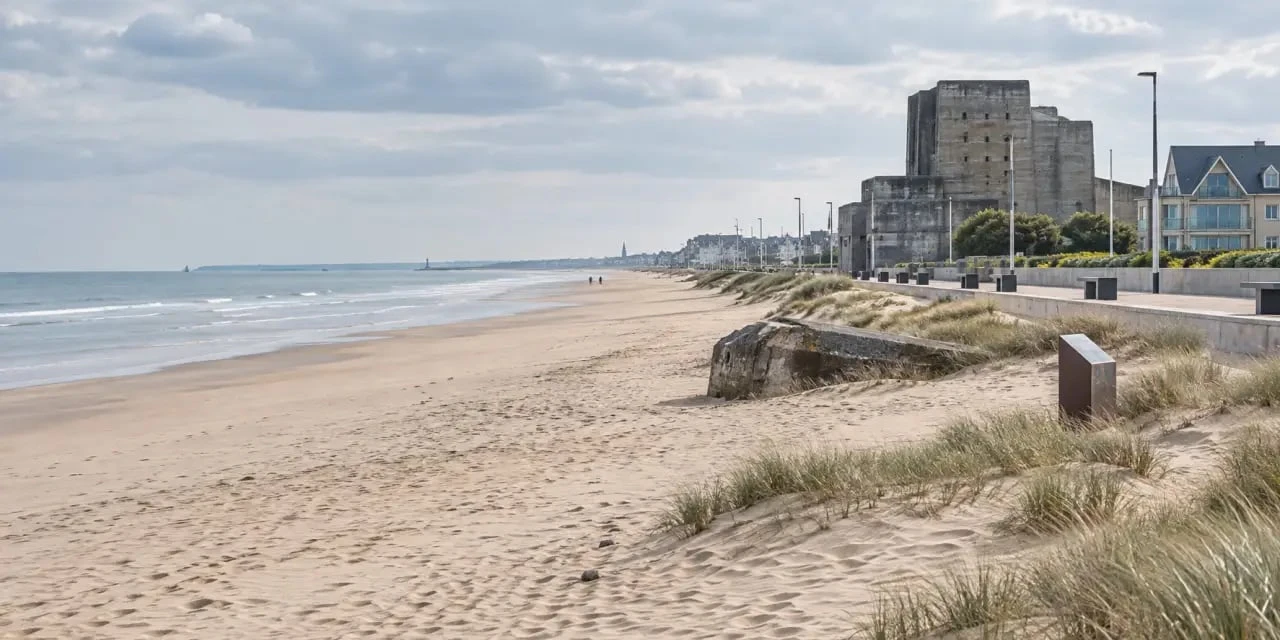 Sword Beach Ouistreham Riva-Bella avec le Grand Bunker et la plage du Débarquement