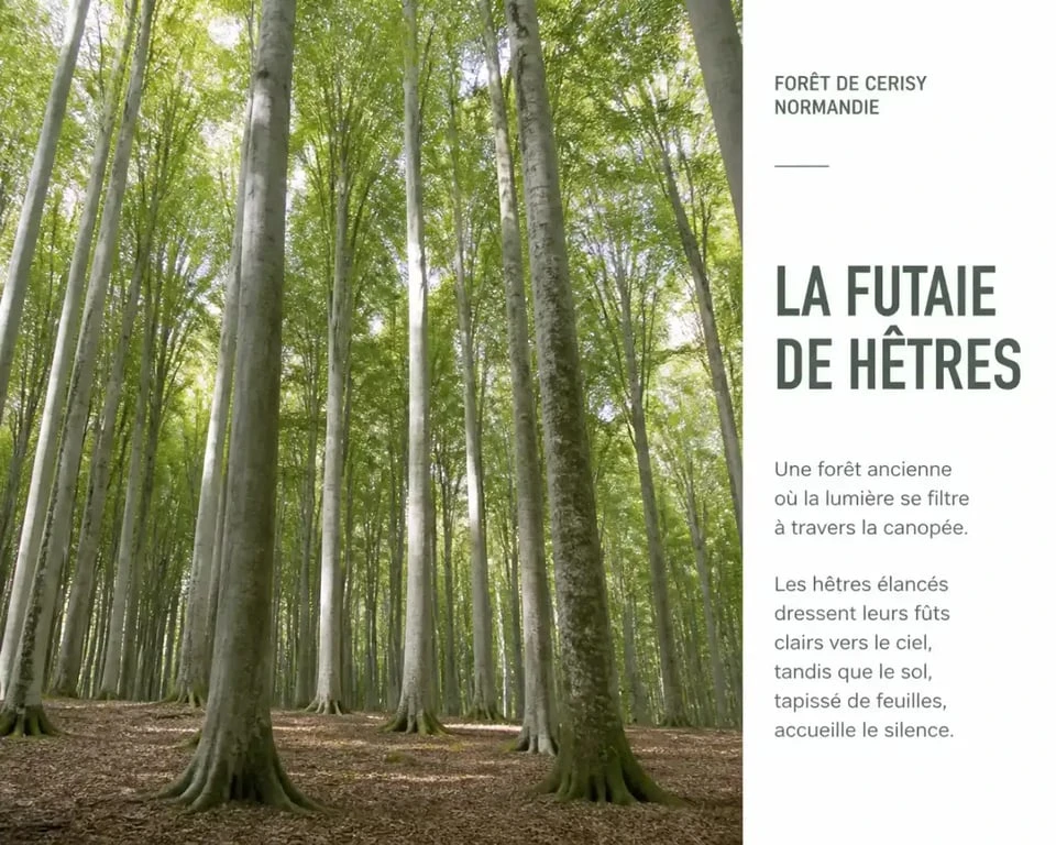 Futaie de hêtres dans la forêt de Cerisy en Normandie