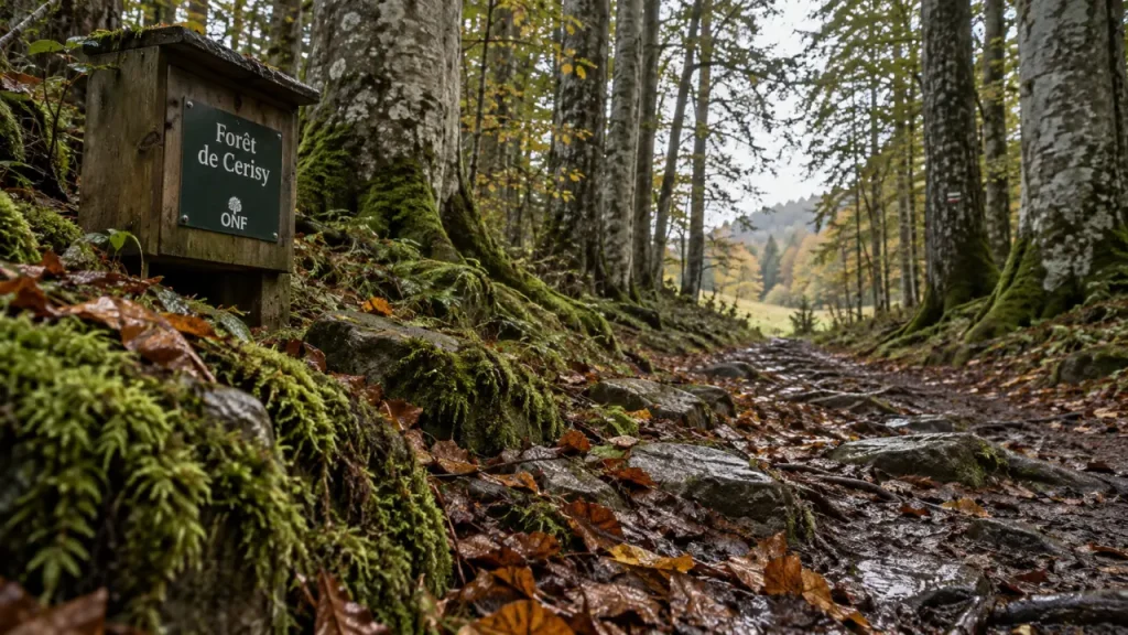 Sentier dans la forêt de Cerisy sous les hêtres
