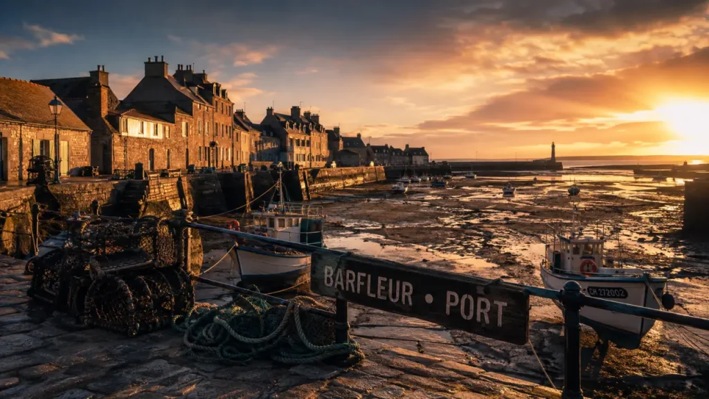 Les plus beaux villages de Normandie bord de mer : port de Barfleur, falaises et granit