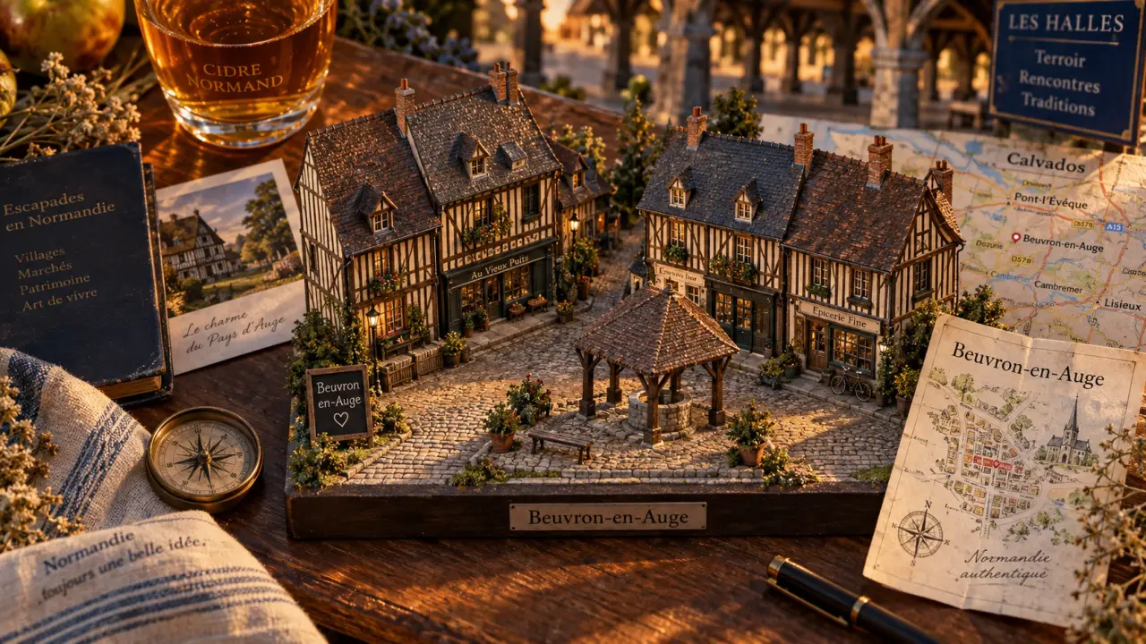 Les plus beaux villages du calvados : Beuvron-en-Auge, colombages et cidre, ruelle et halle.