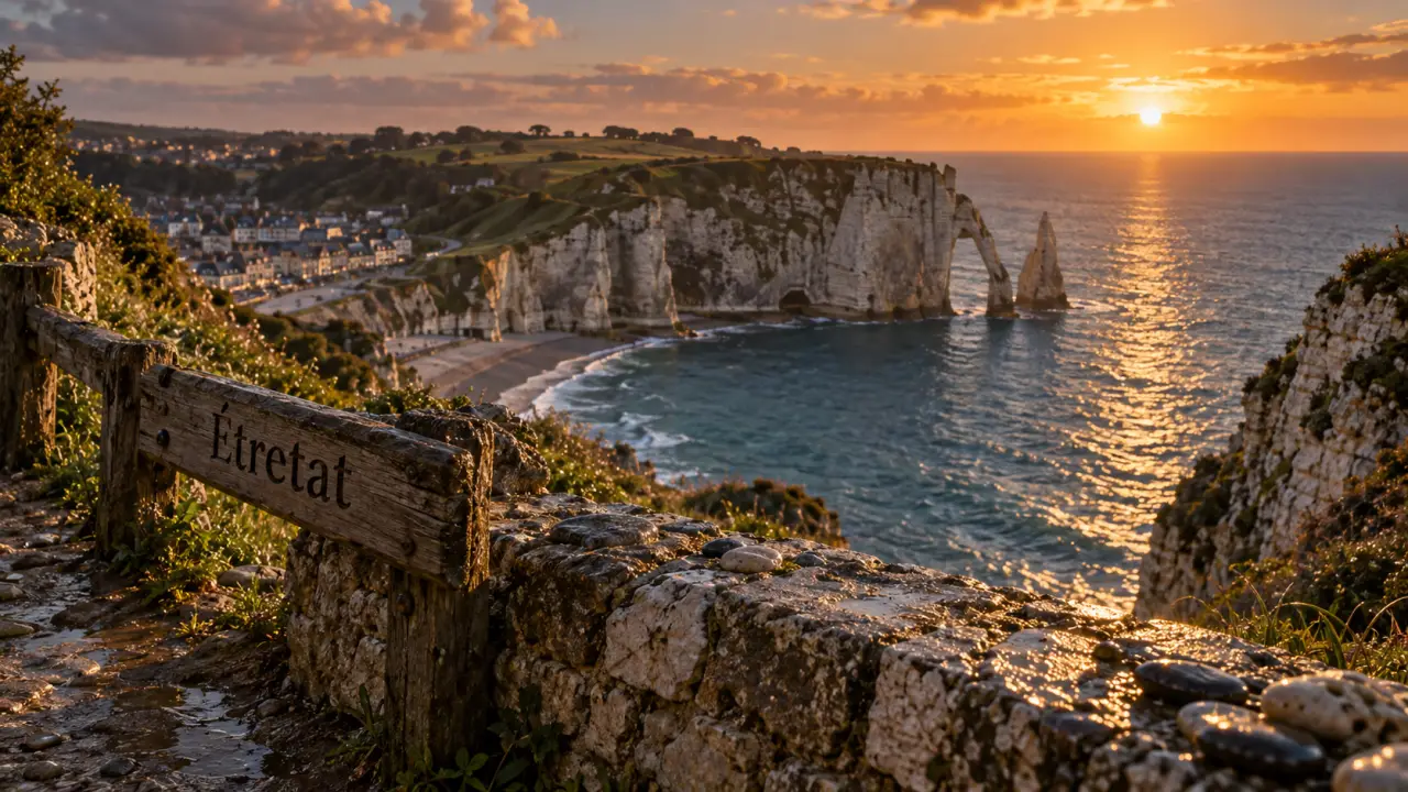 Que faire en haute normandie : falaises d’Étretat au coucher du soleil