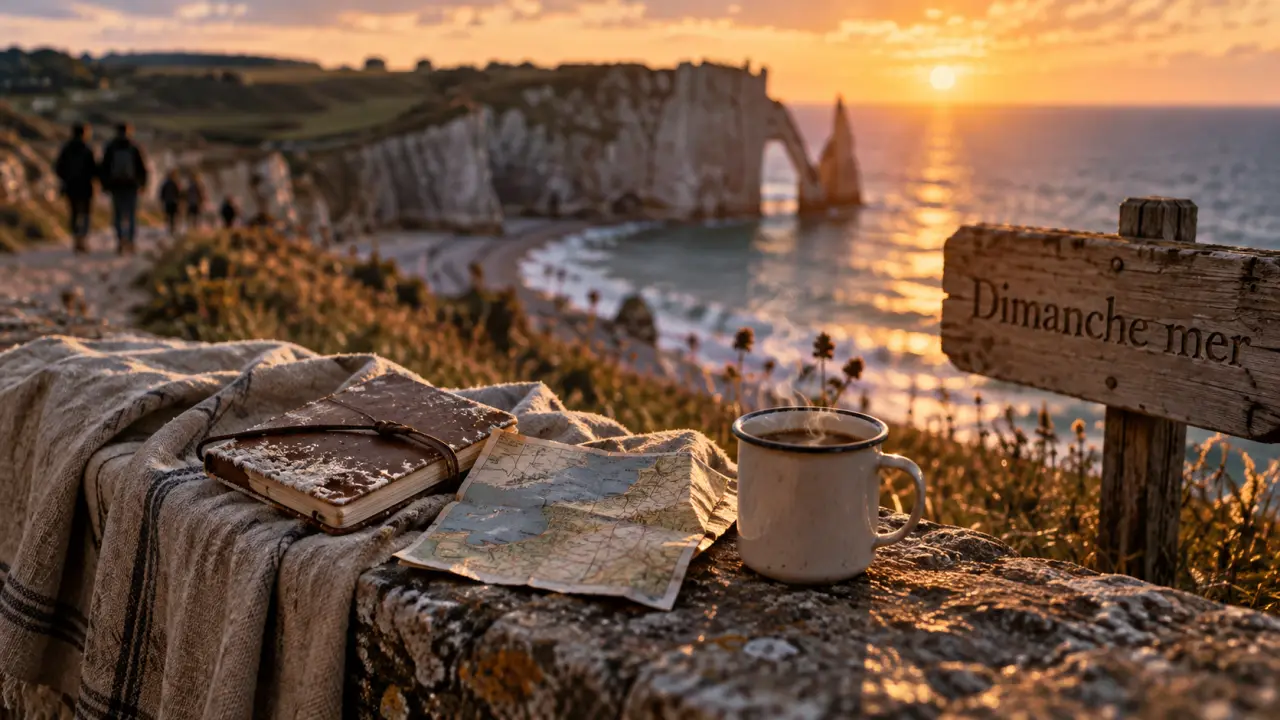 Que faire un dimanche en Normandie : falaises d’Étretat au golden hour