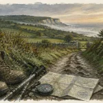 Séjour randonnée normandie : chemin entre haies, brume et marées