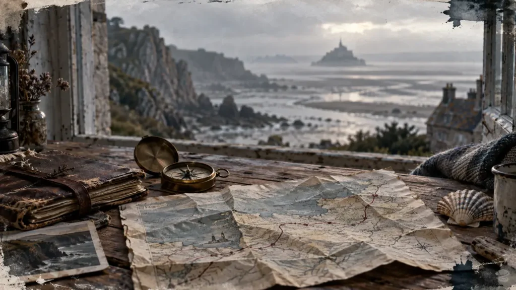 Visiter la basse normandie : carte et Mont-Saint-Michel au bord de la baie