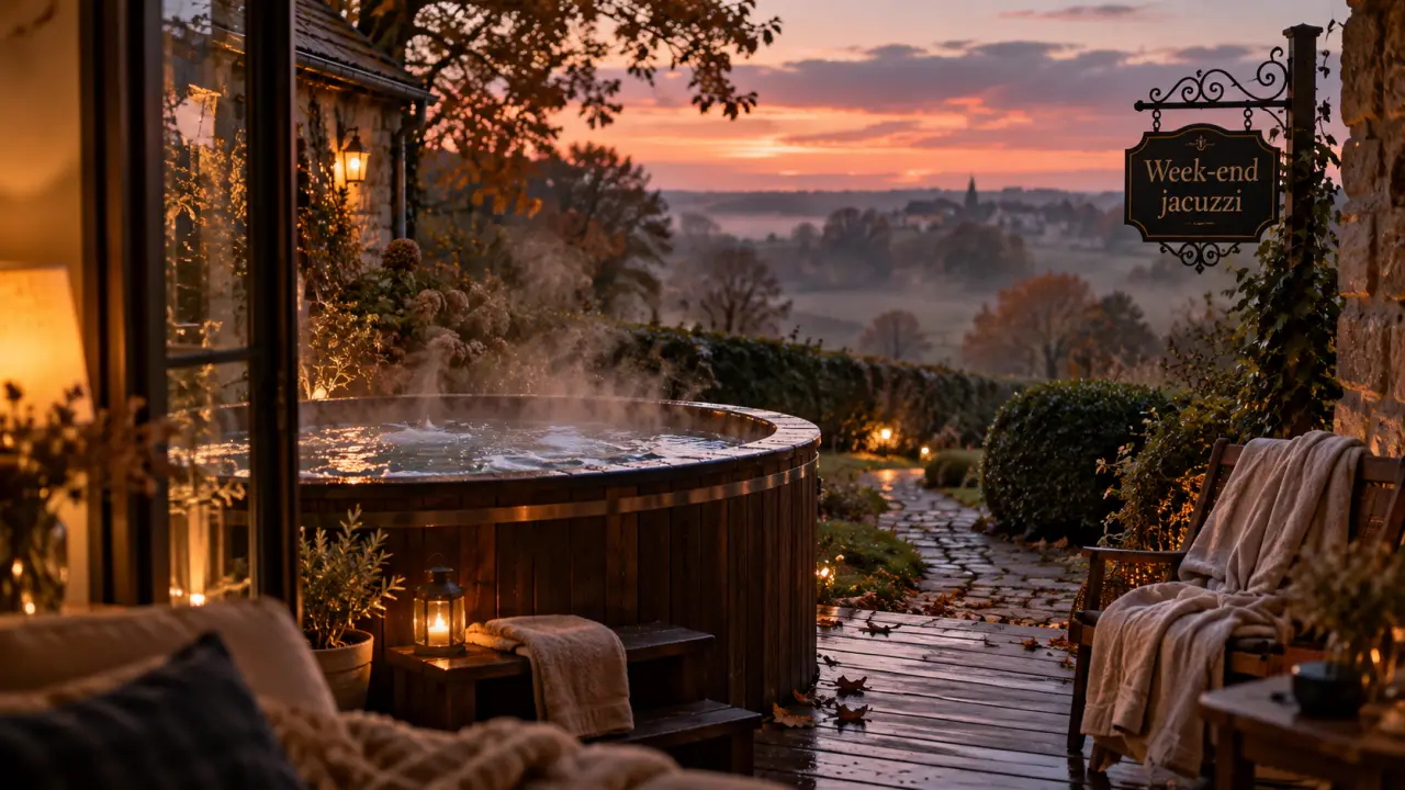 Week end insolite Normandie jacuzzi privatif en bois, terrasse