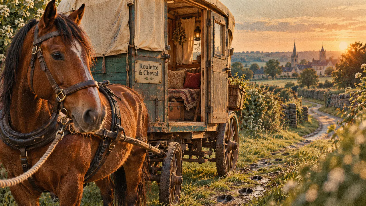 Week end en roulotte avec cheval en normandie, roulotte attelée dans le bocage