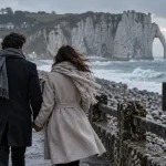 Week end saint valentin normandie : couple à Étretat, promenade mer et falaises