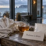 Week end thalasso normandie 2 personnes : serviette et tisane, vue mer