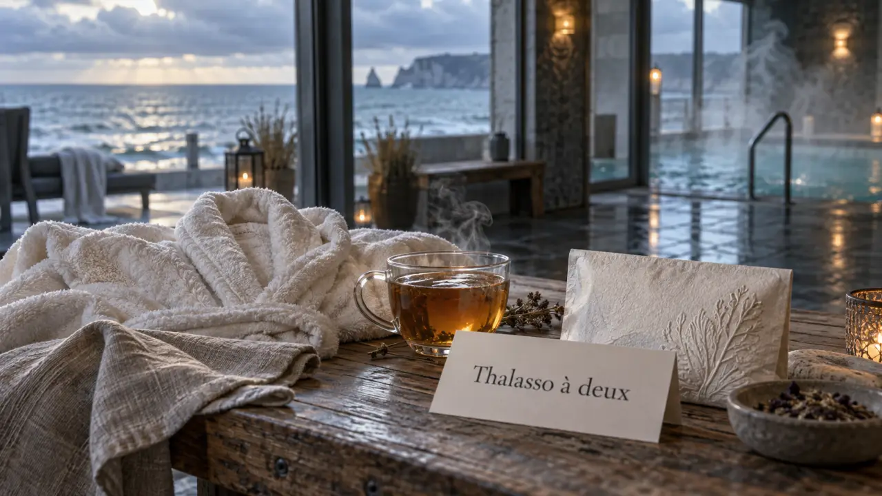 Week end thalasso normandie 2 personnes : serviette et tisane, vue mer