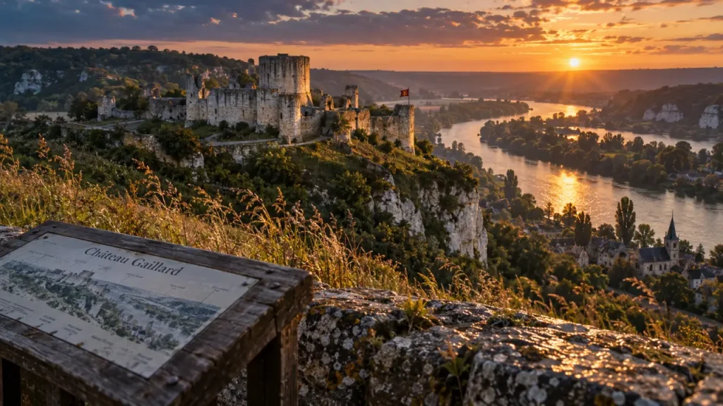 Chateau haute normandie a visiter : Château Gaillard sur la Seine à l’aube