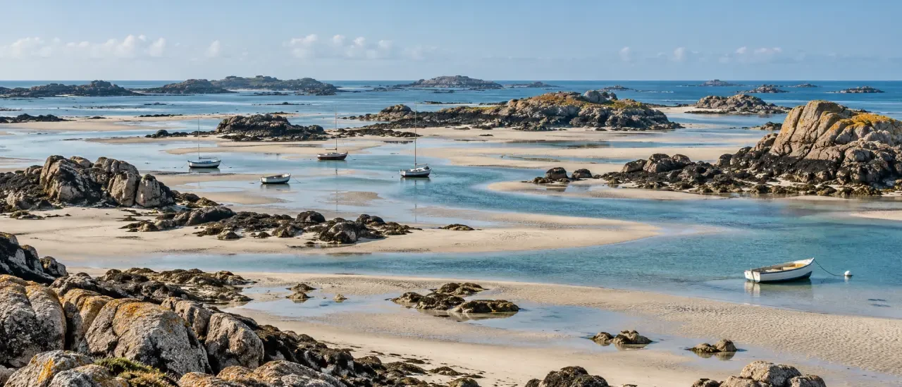 Îles Chausey parmi les lieux insolites en Normandie à marée basse
