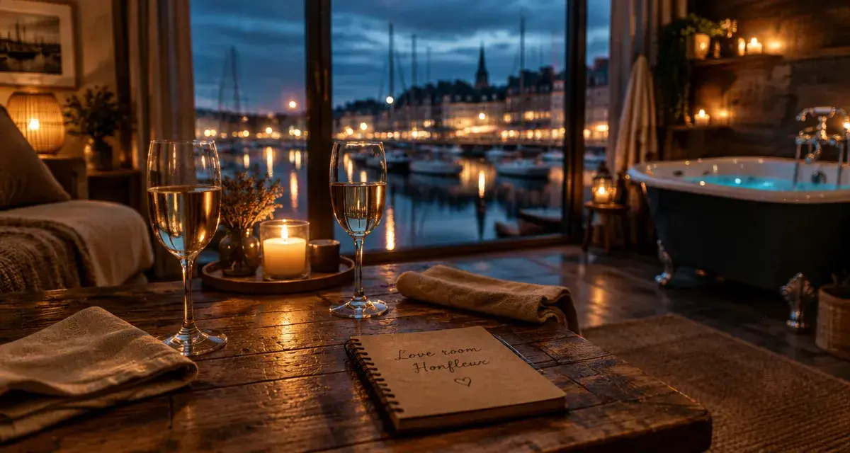 Love room honfleur à deux : spa et vue port, cocon romantique