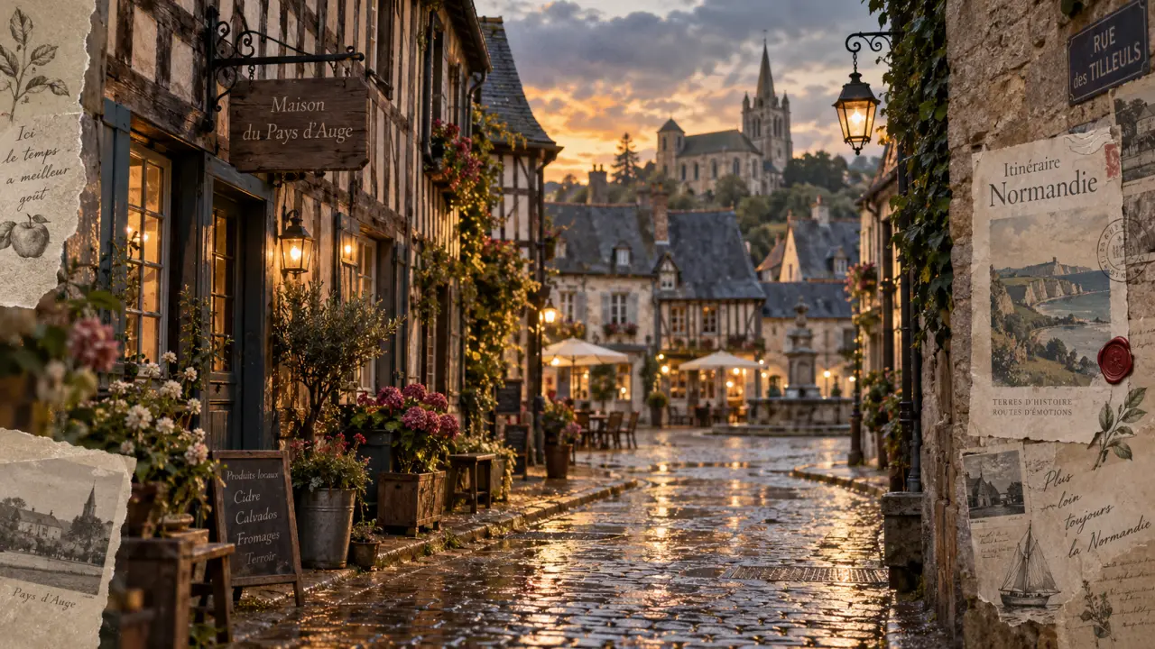 Normandie villages a visiter : rue à colombages du Pays d’Auge