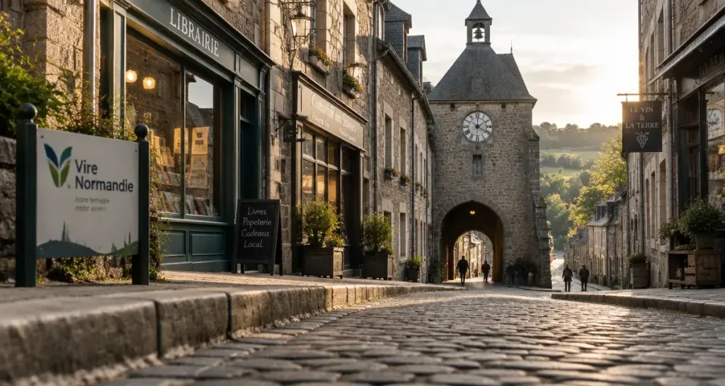Que visiter a Vire Normandie : ruelle du centre et Porte Horloge