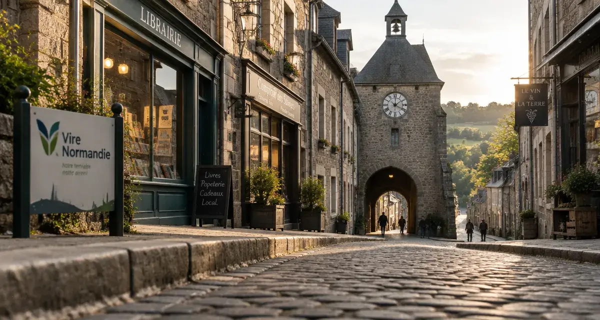 Que visiter a Vire Normandie : ruelle du centre et Porte Horloge