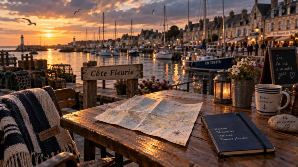 Quelles sont les villes à visiter en Normandie ? Vue terrasse sur le port Côte Fleurie
