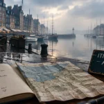 Visiter la Normandie en avril à Honfleur : port brumeux