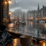 Visiter la Normandie en novembre : café à Honfleur, brume et vue sur le Vieux Bassin